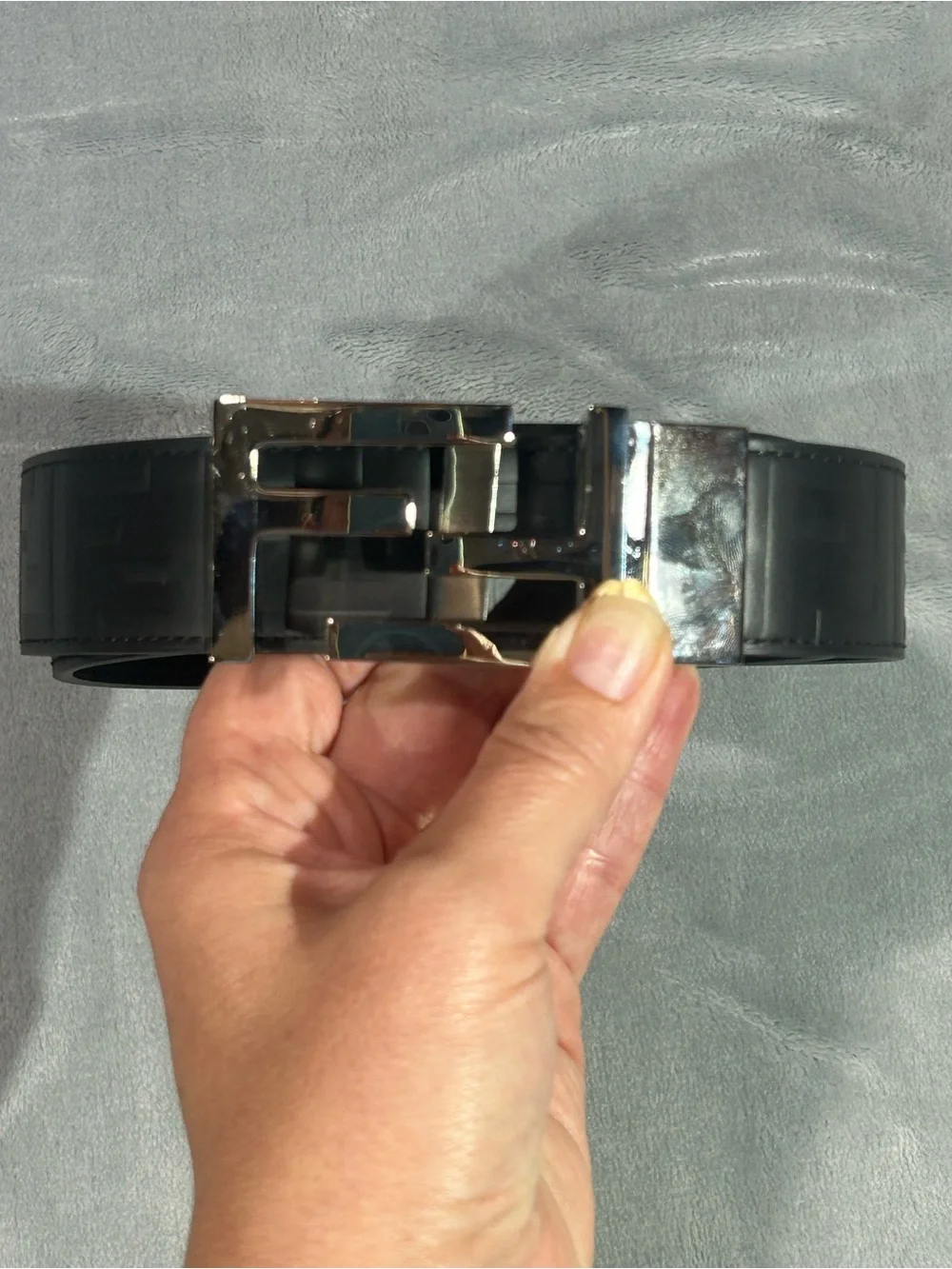 Fendi Black Leather Reversible Belt Silver Hardware - BC04278_GRP_A73 ($580)